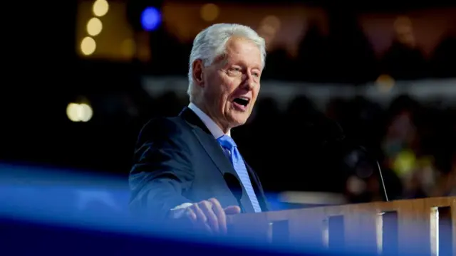 Former US President Bill Clinton speaks during the Democratic National Convention (DNC) at the United Center in Chicago, Illinois, US, on Wednesday, Aug. 21, 2024.