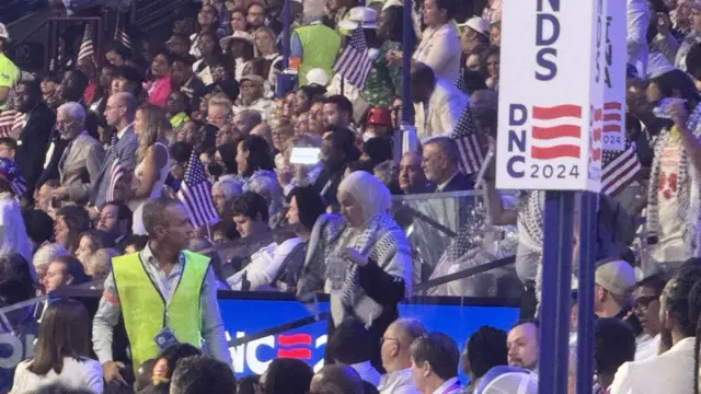 Protestors on the convention floor