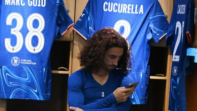 Marc Cucurella on his phone