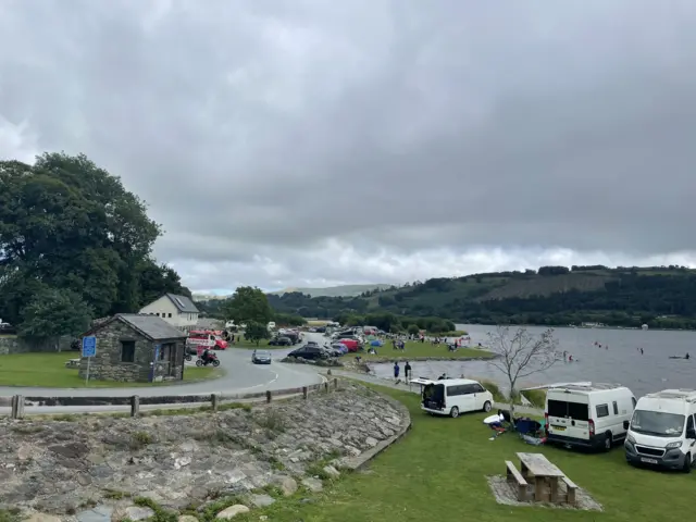 Camp site in Shell Island in Llanbedr, Gwynedd