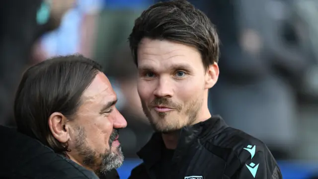 Daniel Farke manager of Leeds United and Danny Rohl manager of Sheffield Wednesday