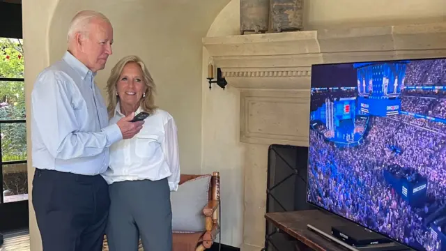 Jill and Joe Biden hold a phone