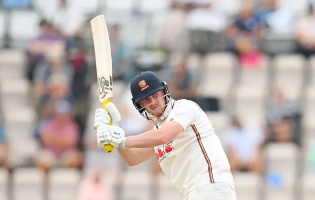 Jordan Cox strikes the ball for Essex against Hampshire