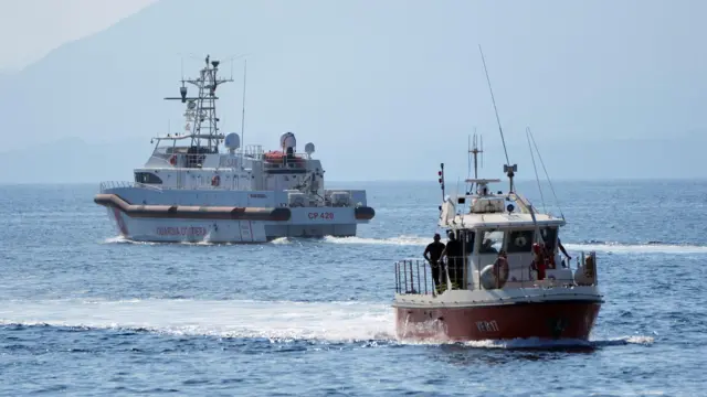 Rescue boats on the water on the fifth day of the search and recovery operation