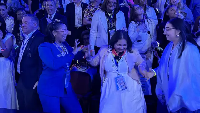 People dance at the DNC