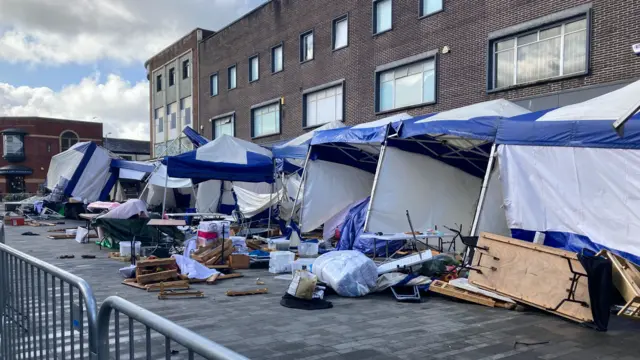 Market stalls in Bolton have been damaged by the storm