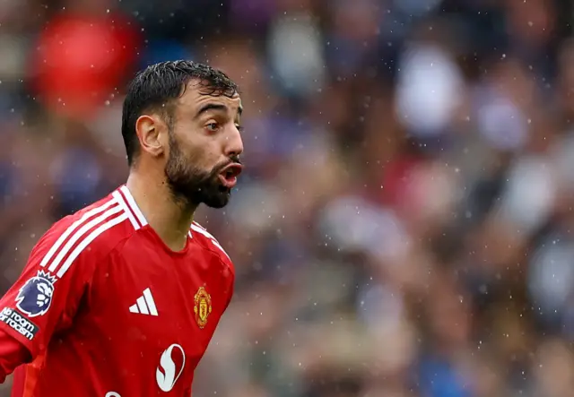 Manchester United's Bruno Fernandes reacts