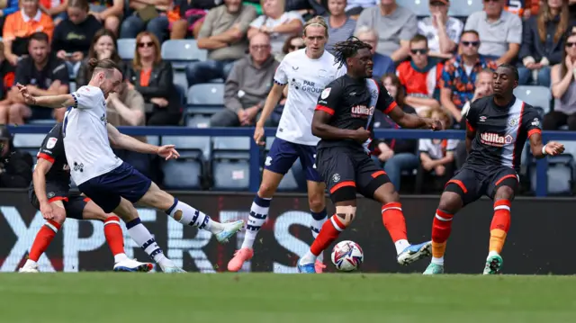 Will Keane of Preston North End scores to make it 1-0