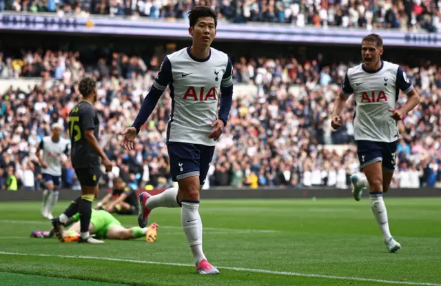 Son Heung-min celebrates