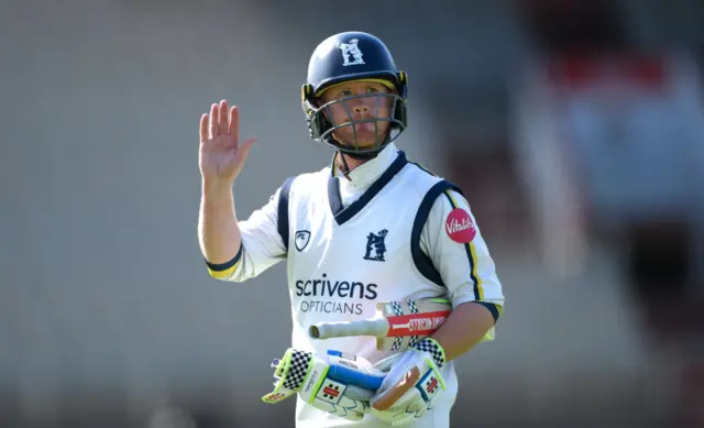 Alex Davies acknowledges the crowd