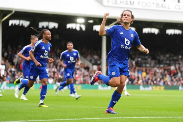 Wout Faes celebrates