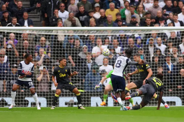 Yves Bissouma scores for Tottenham against Everton