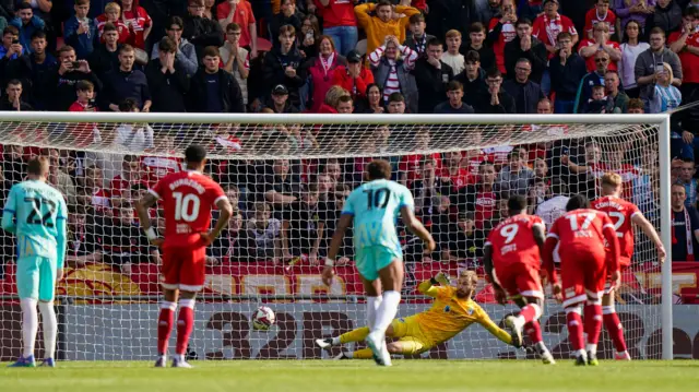 Middlesbrough's Tommy Conway scores from the penalty spot