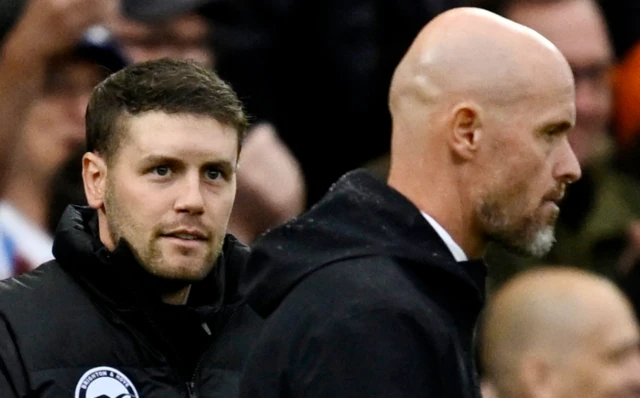 Fabian Hurzeler and Manchester United manager Erik ten Hag