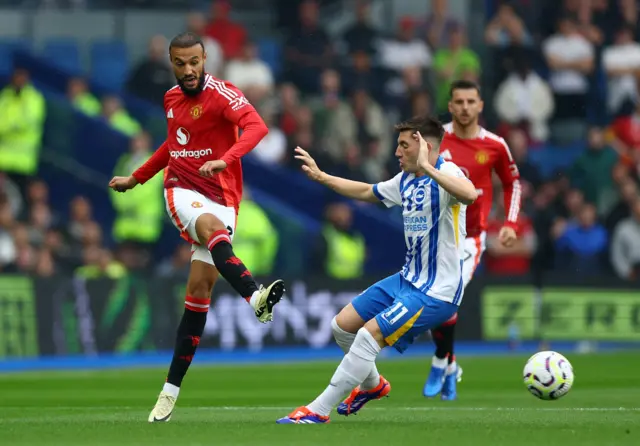 Manchester United's Noussair Mazraoui in action