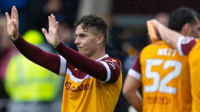 Motherwell's Davor Zdravkovski  celebrates