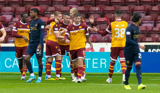 Motherwell players celebrating