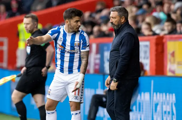 Kilmarnock's Danny Arnstrong with manager Derek McInnes