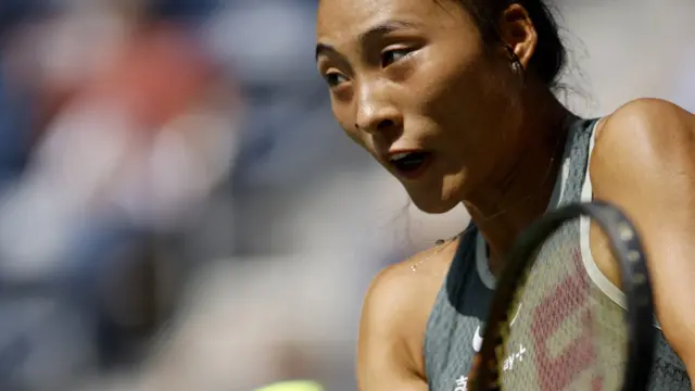 Zheng Qinwen in action at the US Open