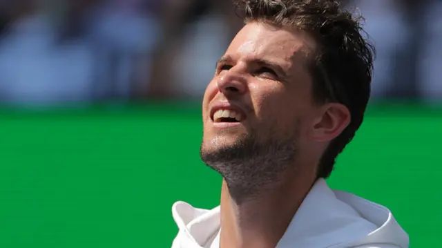 Dominic Thiem looks on