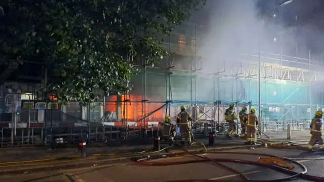 London Fire Brigade tackling blaze in Dagenham, east London