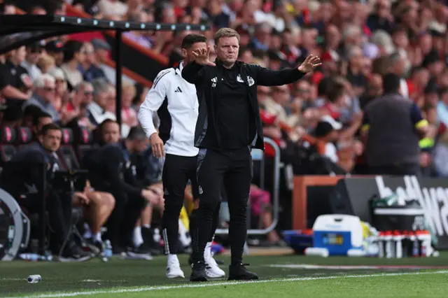 Eddie Howe, Manager of Newcastle United, gestures