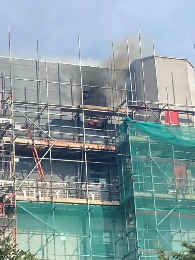 Top of the Dagenham building that set fire this morning