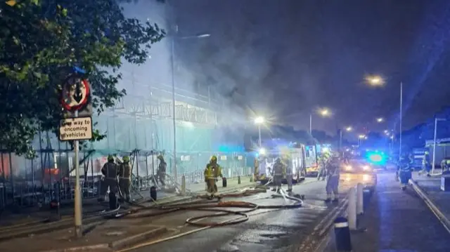 London Fire Brigade tackling blaze in Dagenham, east London