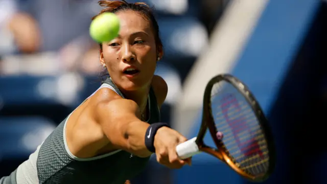 Zheng Qinwen in action at the US Open