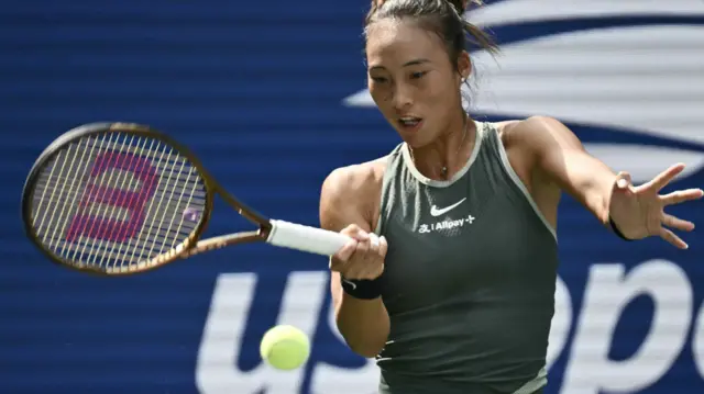 Zheng Qinwen in action at the US Open