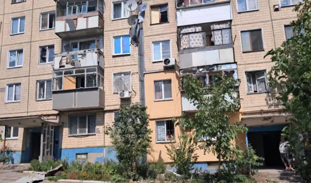 Damaged flats from shelling