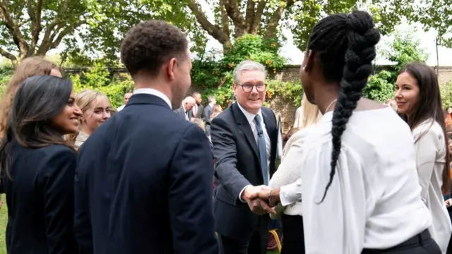 Prime Minister Sir Keir Starmer during his speech and press conference in the Rose Garden at 10 Downing Street