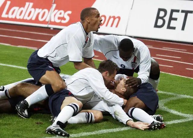 England players celebrate