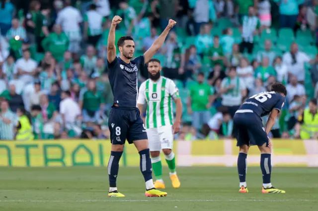 Mikel Merino of Real Sociedad is celebrating winning