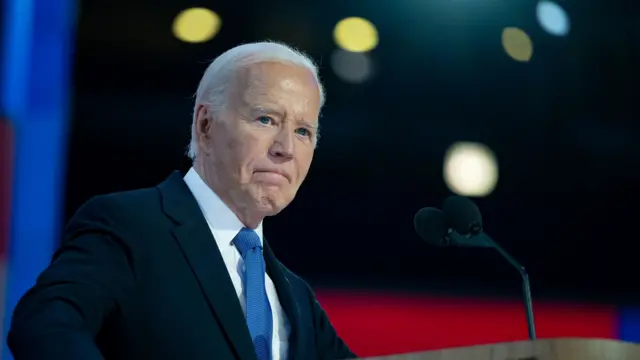 A file photo of Joe Biden at a podium