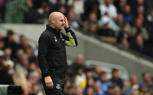 Sean Dyche, the Everton manager looks on