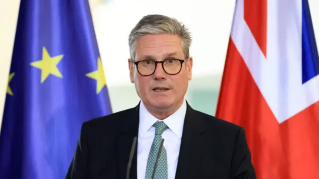 Keir Starmer, UK prime minister, during a news conference with Olaf Scholz,