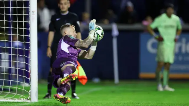 Paul Farman saving a penalty