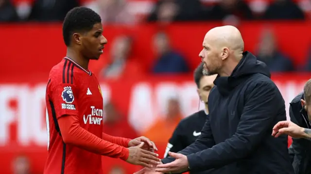 Marcus Rashford and Erik ten Hag