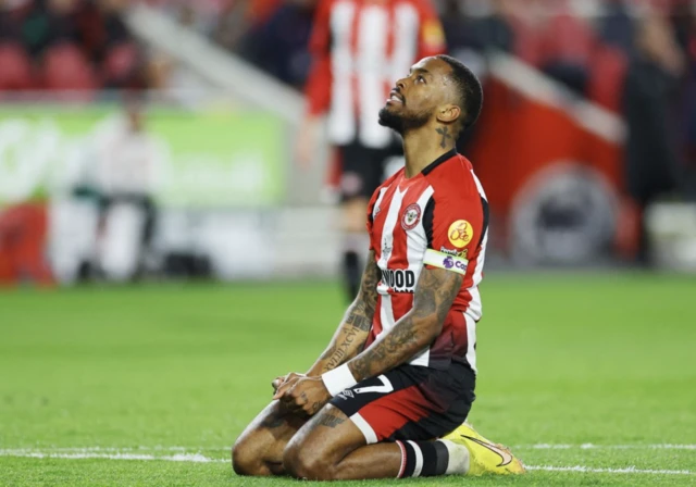 Ivan Toney reacts after a missed chance