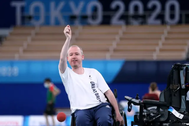 Great Britain's Stephen McGuire competing in Boccia