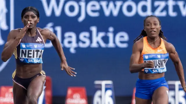 Daryll Neita in action in the Diamond League Silesia 100m event.