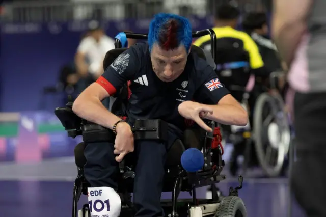 David Smith in boccia action