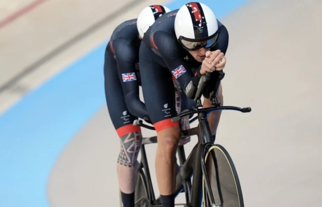 Steve Bate and Chris Latham on a tandem bike