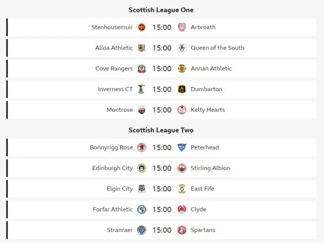 League 1 & 2 fixtures