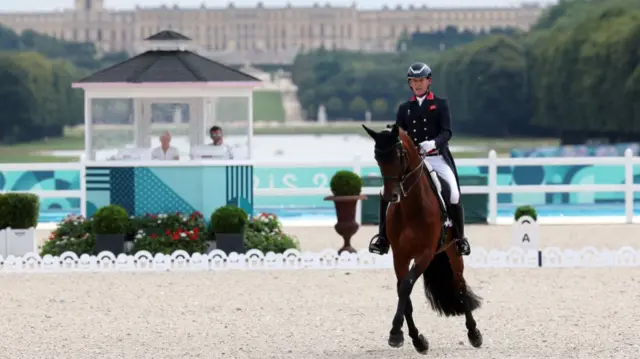 Carl Hester and horse Fame of Team Great Britain compete during the Dressage Team Grand Prix Special