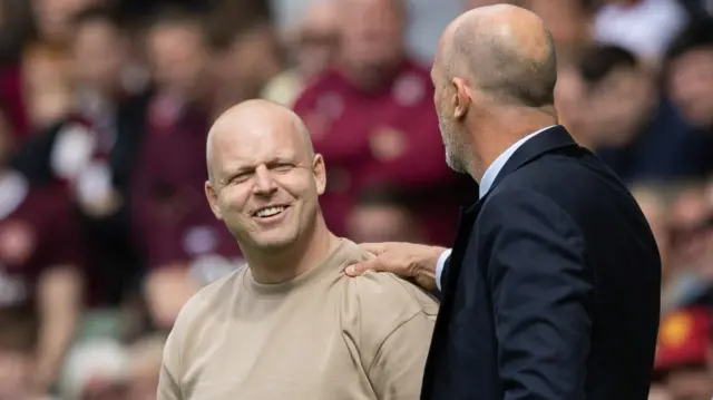 Hearts head coach Steven Naismith and Rangers boss Philippe Clement