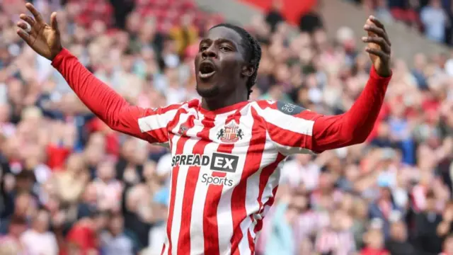 Eliezer Mayenda celebrates scoring for Sunderland against Sheffield Wednesday