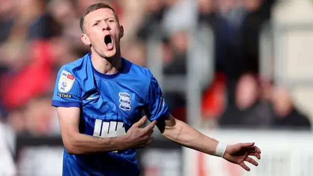 Jay Stansfield of Birmingham City reacts