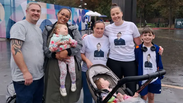 Beth Munro's family and friends outside the Grand Palais